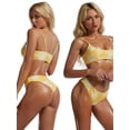 thumbnail image 6 of Women's 3 Piece Triangle Bikini Bathing Suit Set, Tie Dye Adjustable String Top Briefs with Cover Up Skirt Sun Block Swimsuit Set,Spaghetti Strap Sexy Bikini Swimwear Deep U Neck Tops,Yellow S-2XL, 6 of 7