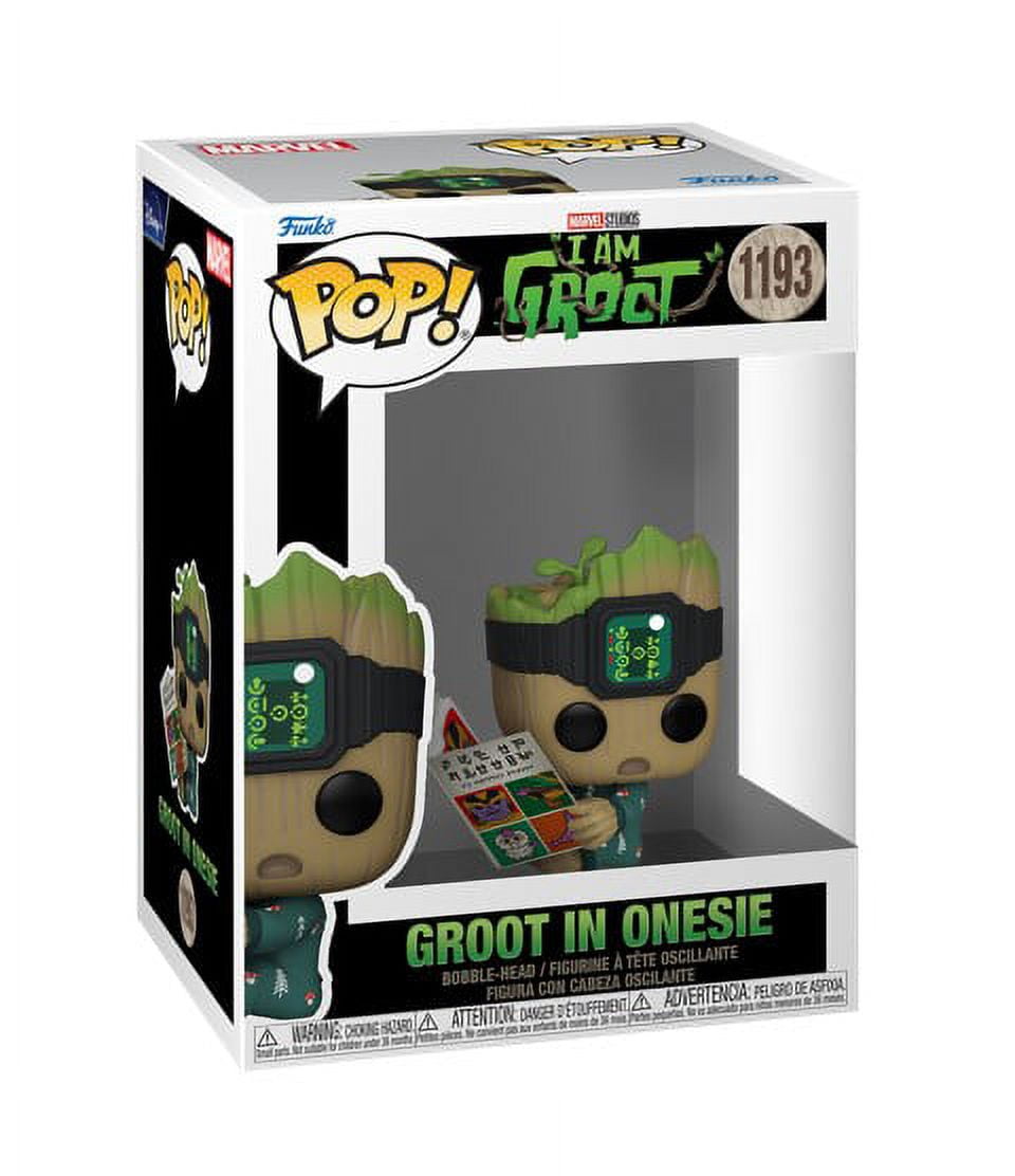 Funko Pop! Marvel: I Am Groot 3 pack (Groot in Onesie with Book/Groot with  Detonator/ Groot with Cheese Puffs) 