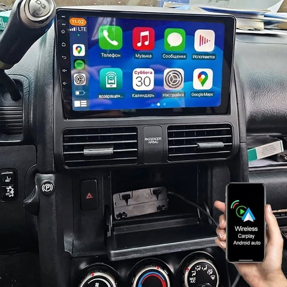 IKASEFU Android Car Stereo Radio with Wireless Apple Carplay Android Auto for Honda CRV 2001-2006 9'' Touch Screen Bluetooth Car Radio with GPS Navi WiFi HiFi FM/RDS Backup Camera