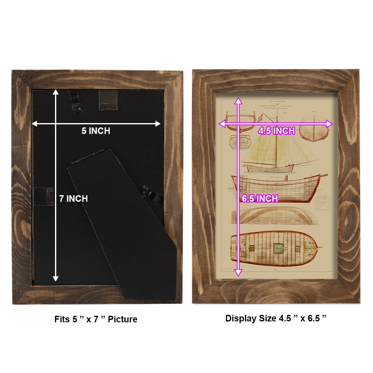 Antique Ship Plan III -Framed Print w/glass-Walnut