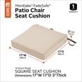 thumbnail image 4 of Classic Accessories Montlake FadeSafe Water-Resistant Patio Dining Seat Cushion, 17 x 17 x 3 inch, Antique Beige, 4 of 28