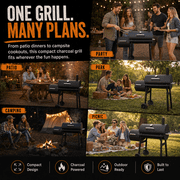 laraVist Charcoal Offset Smoker Grill, Dual-Zone BBQ with Thermometer & Wheels, Family-Size 512 sq.in