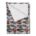 thumbnail image 2 of Train Soft Flannel Fleece Throw Blanket, Continuous Pattern with Various Types of Trains Industrial Themed Image Locomotive, Cozy Plush for Indoor and Outdoor Use, 70" x 90", Multicolor, by Ambesonne, 2 of 5
