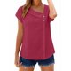 thumbnail image 2 of TaTaai Womens solid crew neck t-shirt, linen cotton blend, short sleeve, button cuff, cutout design, casual comfortable, lightweight, perfect for weekend trips & casual gatherings Gift, 2 of 8