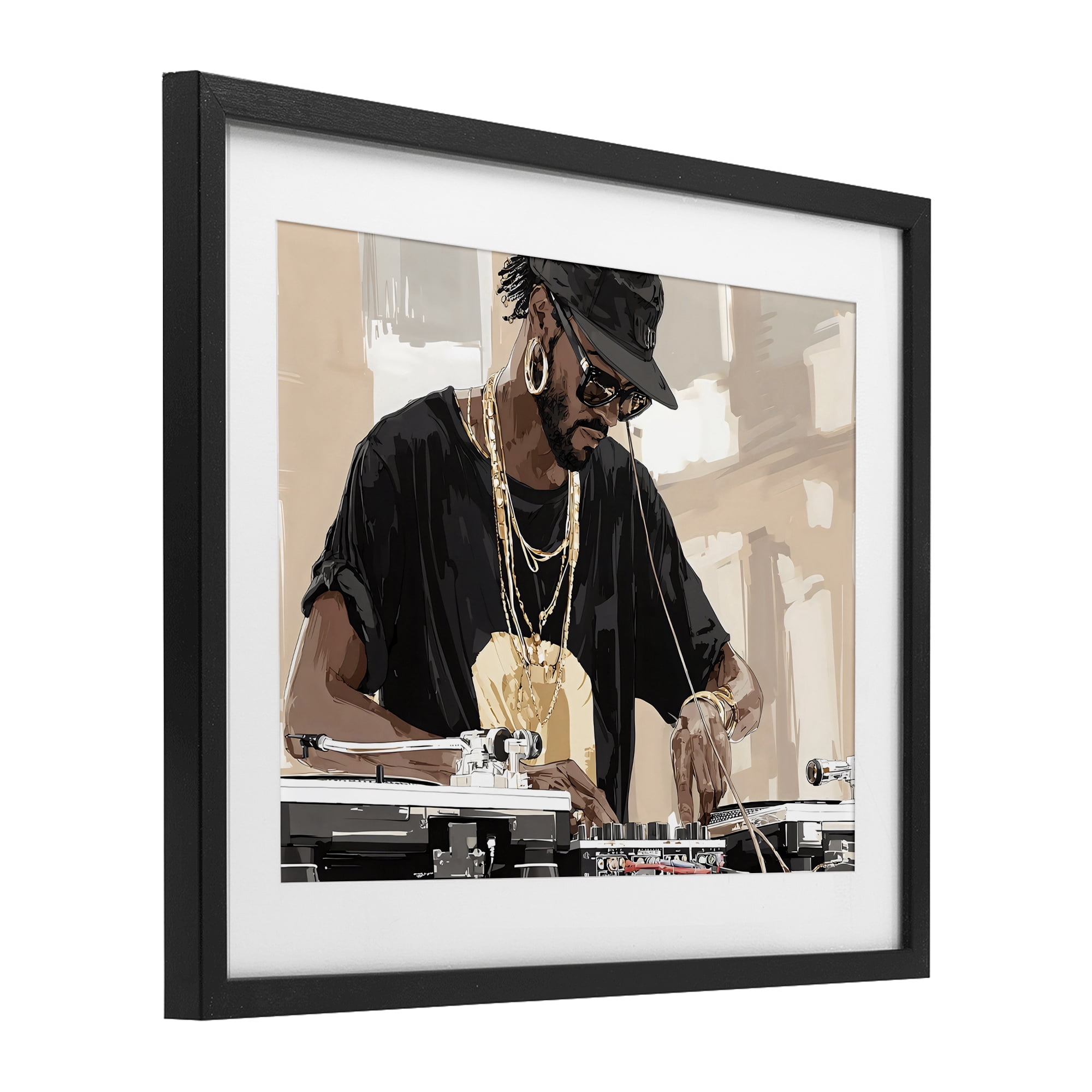 Stupell Industries Timeless DJ with Urban Rhythm Black Framed Print Under Glass, design by Franklyn Gregory