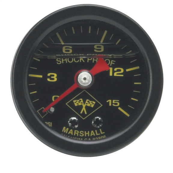 Russell Performance 15 psi fuel pressure gauge black face and case (Liquid-filled)
