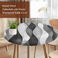 thumbnail image 5 of Gray Ripple Round Fitted Table Cover Abstract Gradient Watercolor Modern Waterproof Table Cloth with Elastic Edge Wipeable Tablecloth for Picnic Camping Party Fits 45"-54" Diameter, 5 of 8