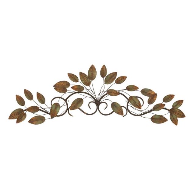 Benjara BM216421 Metal Frame Leaf Wall Decor with Mounting Hardware, Brown