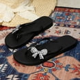 thumbnail image 4 of Women’s Rhinestone Bow Thong Flat Flip Flops, Open Toe Casual Beach Indoor Outdoor Slippers, 4 of 6