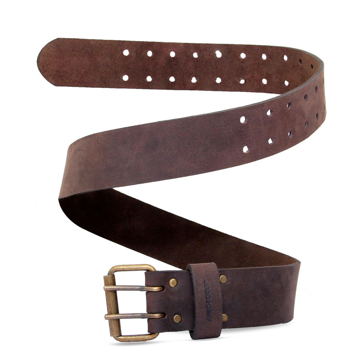 MECHTOOLS 2" OIL TANNED LEATHER TOOL BELT WITH DOUBLE BUCKLE (DARK BROWN) FITS 29" - 45"