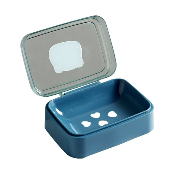 Cozeii Soap Dish with Transparent Lid, Draining Soap Holder for Bathroom Sink Shower, Creative Ins Style Soap Saver Box, Keeps Soap Dry & Clean, 5.5"x3.9"