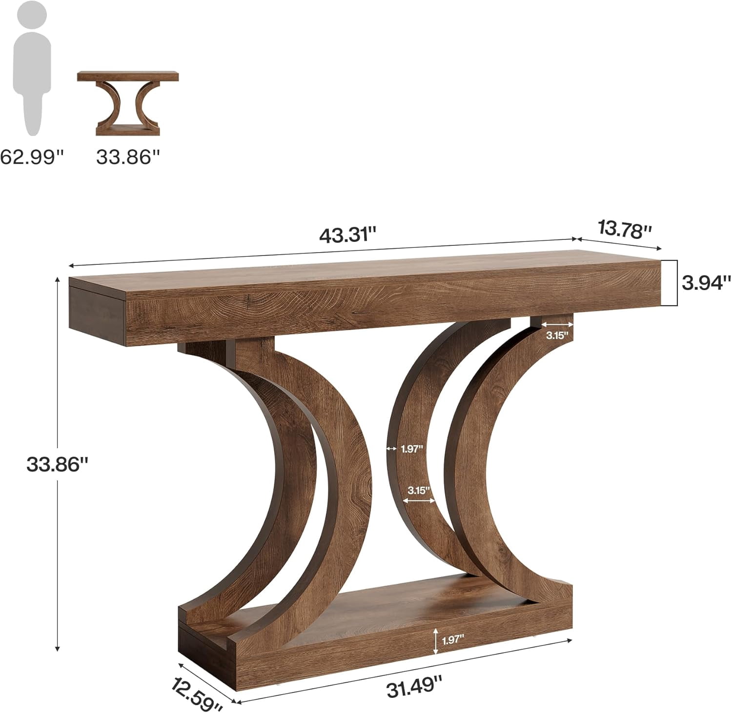 Tribesigns Farmhouse Narrow Sofa Table Behind The Couch, 43.3" long Console Table for Entryway