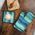 thumbnail image 5 of Green and Grey Abstract Art Artwork Kitchen Oven Mitt and Pot Holder Sets 2 Pcs for Baking, Cooking and Grilling, Heat Resistant Up To 392 °F, 5 of 7