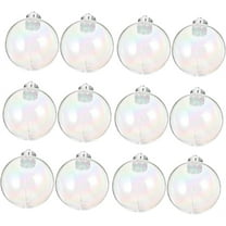 Triani 12Pcs 1.96 Inch Iridescent Ornaments Balls Plastic Clear Christmas Ornaments Balls Wedding Decorative Hanging Ornaments DIY Craft Party Decorations