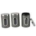 thumbnail image 3 of 3pcs Canister Stainless Steel Airtight with Visible Window Coffee Container for Kitchen Mixed Grains Food Silver Gray, 3 of 5