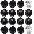 thumbnail image 1 of 14 piezas M8 Perilla de sujeción con rosca moleteada, manija en forma de estrella, perillas de mano en forma de estrella, perilla de sujeción de plástico negro con arandelas, 1 of 4