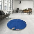 thumbnail image 4 of Ahgly Company Machine Washable Indoor Round Abstract Ocean Blue Area Rugs, 6' Round, 4 of 7