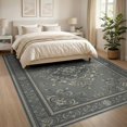 thumbnail image 3 of ODIKA 8'x10' Washable Area Rug Non-Shedding, Easy Care, Traditional Medallion With Distressed Floral Border Retro Vintage Refined for King Size Bedroom Under Bed, Master Suite, 3 of 7
