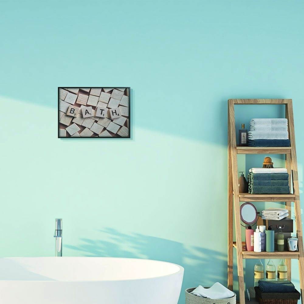Stupell Industries Bath Scrabble Letters Bathroom Photograph Framed Wall Art by Daphne Polselli