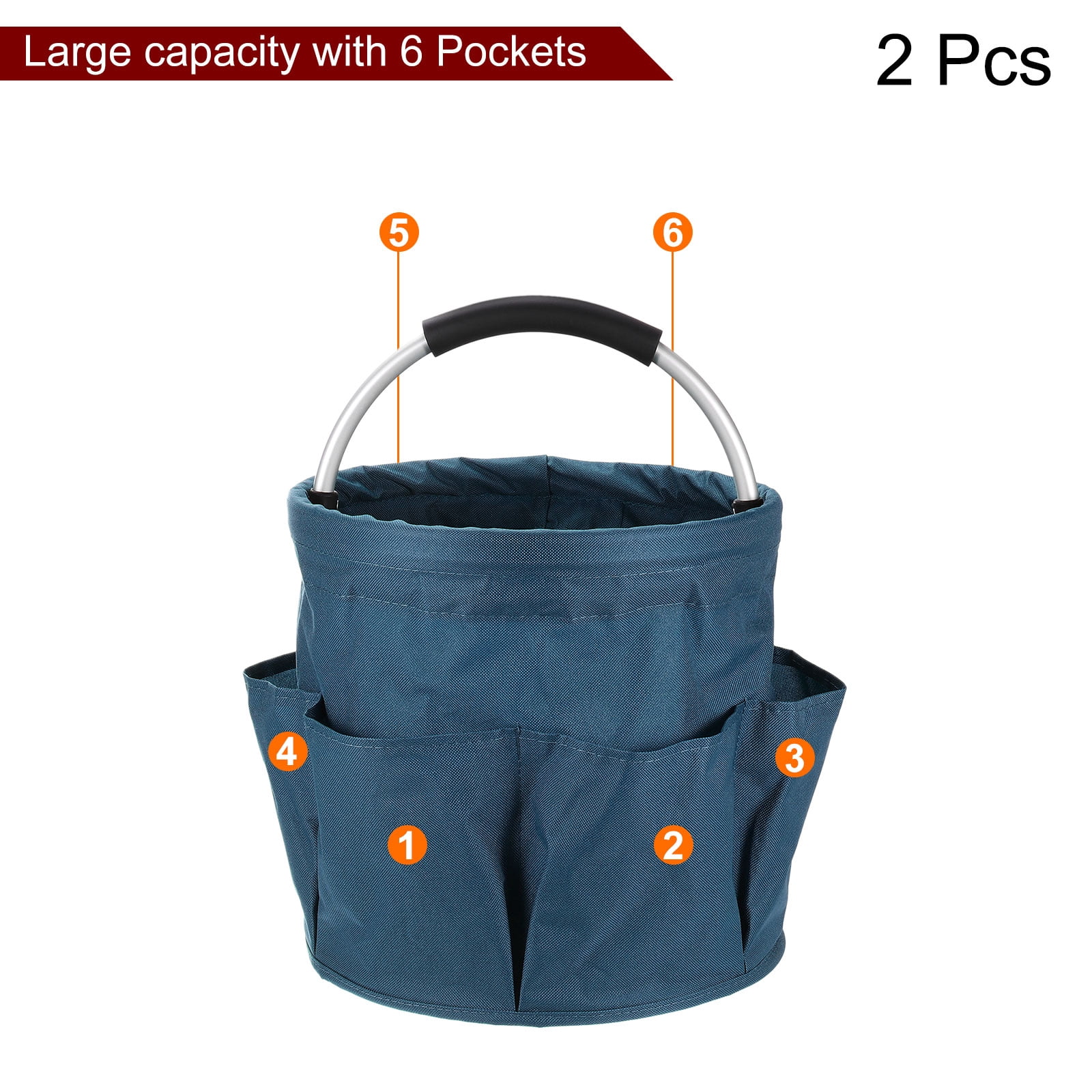 Uxcell 2pcs Garden Tool Bag 280mm x 280mm Oxford with Pockets Garden Tote Bag, Navy Blue