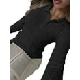 thumbnail image 3 of Womens Cable Knit Sweaters Long Sleeve V Neck Sweater Tops Casual Pullover Shirts Fall Fashion Outfits Black L, 3 of 8
