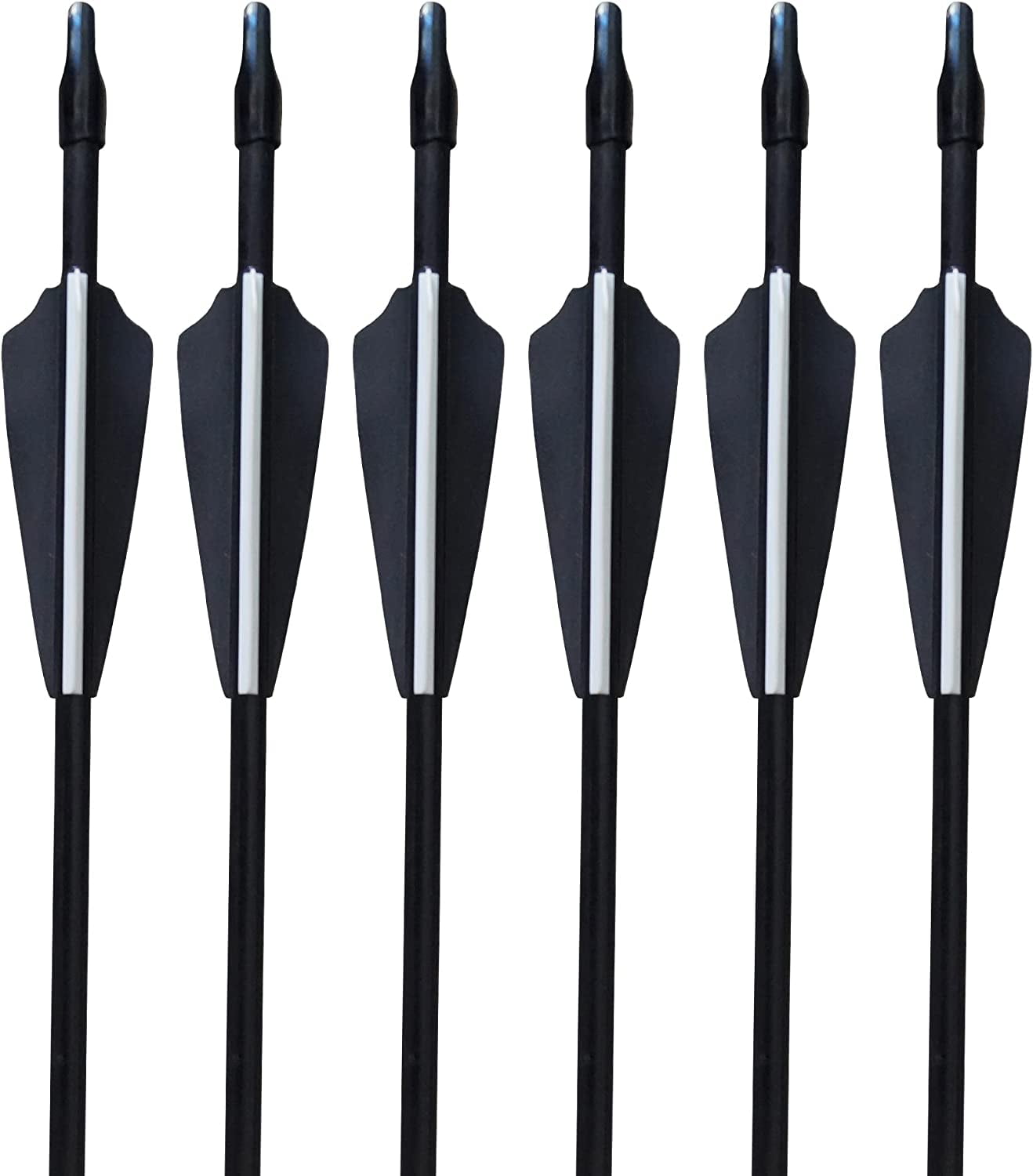 GPP 28" Fiberglass Archery Target Arrows - Practice Arrow or Youth Arrow for Recurve Bow- 12 Pack,Black & White Vanes