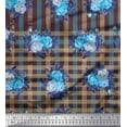 thumbnail image 1 of Soimoi Cotton Duck Fabric Check,Leaves & Rose Flower Print Fabric by Yard 42 Inch Wide, 1 of 1