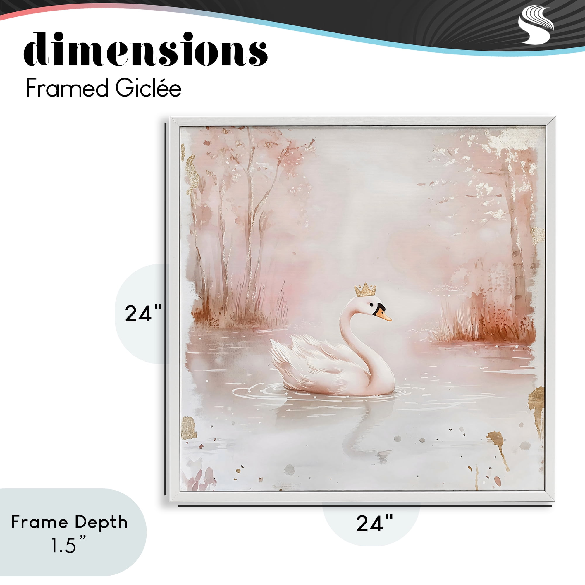 Stupell Industries Swan with Crown in Pastels White Framed Giclee Art, design by Creative Studio