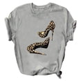 thumbnail image 3 of Ichuanyi Womens Tops, Summer Clearance Women's Fashion High Heels Print Tops Short Sleeve T-Shirt Casual Blouse, 3 of 4