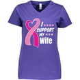 thumbnail image 3 of Inktastic Breast Cancer Awareness I Support My Wife with Pink Ribbon Women's V-Neck T-Shirt, 3 of 5