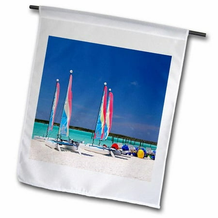 3dRose Sailing  Beach  Castaway Cay  Bahamas  Caribbean Polyester 2 3   x 1 6   Garden Flag