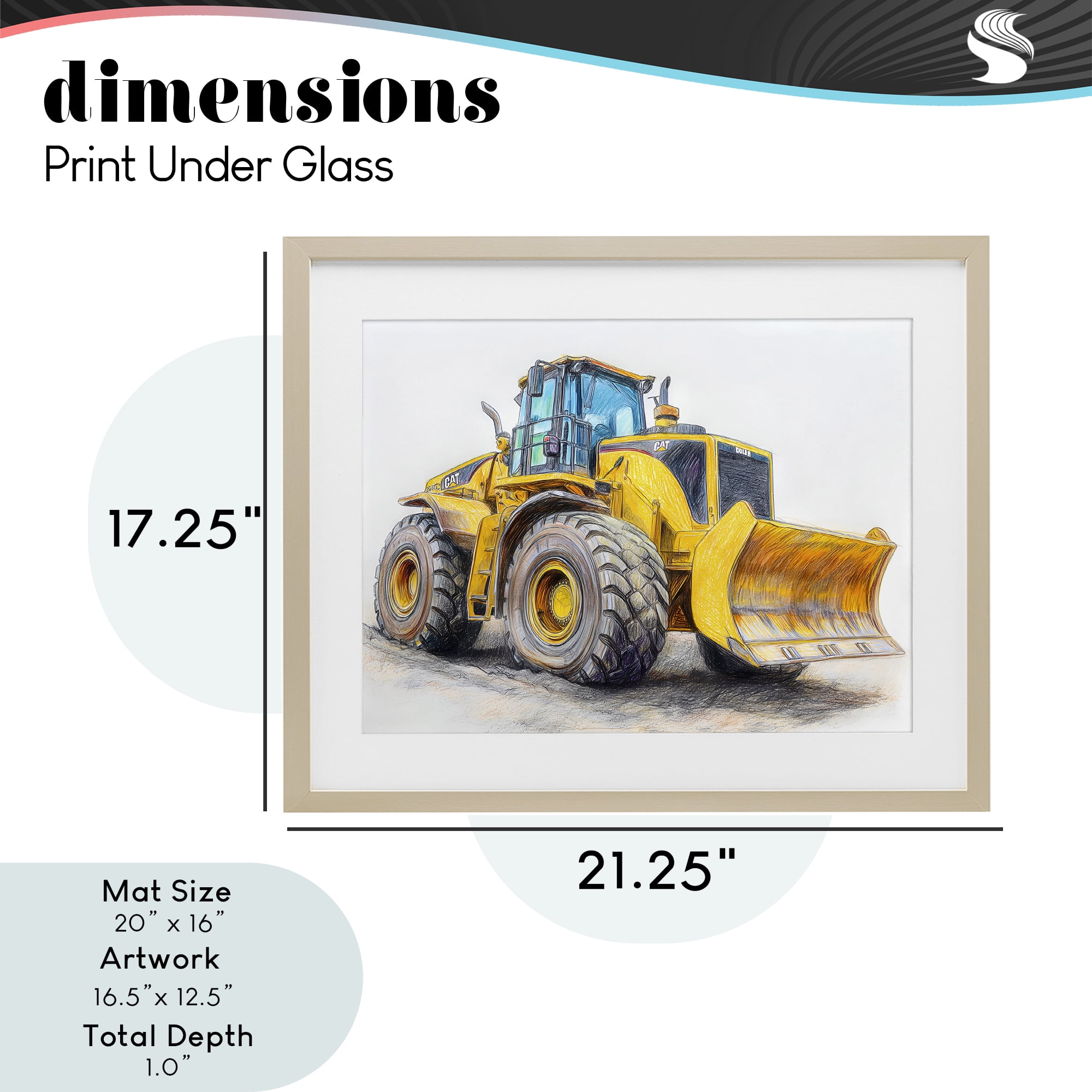 Stupell Industries Industrial Excavator Drawing Birch Framed Print Under Glass, design by Steve Hunziker