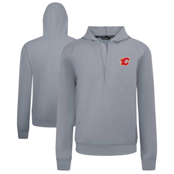 Men's Levelwear Gray Calgary Flames Technic Quarter-Zip Pullover Hoodie