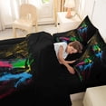 thumbnail image 4 of Castle Fairy Sport Basketball Queen Bedding 7pcs, Colorful Graffiti Splash Bedding Comforter Set Queen, Black Green Blue,Black Reversible, 4 of 7