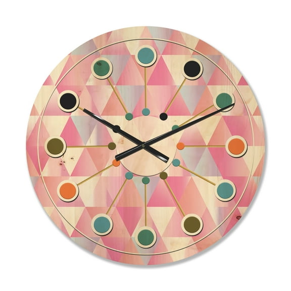Designart 'Diamond Retro Pattern VI' Mid-Century Modern Wood Wall Clock