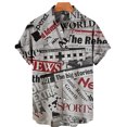 thumbnail image 2 of Camisas con gráficos de periódicos para hombres, ropa con impresión 3D, camisas hawaianas de playa, blusas de manga corta Y2K, ropa vintage, blusa con solapa, 2 of 5