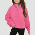 thumbnail image 2 of TOWED22 Girls Half Zip Sweatshirt Long Sleeve Tops Quarter Zip Pullover Sweatshirts for Teen Girls Trendy Preppy Clothing(Hot Pink,110/5-6years), 2 of 4
