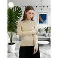 thumbnail image 2 of Women's Mock Neck Wool Sweater Fall Basic Soft Long Sleeve Knitted Pullover Sweaters Slim Fit Layering Tops by DingJoo Beige M, 2 of 5