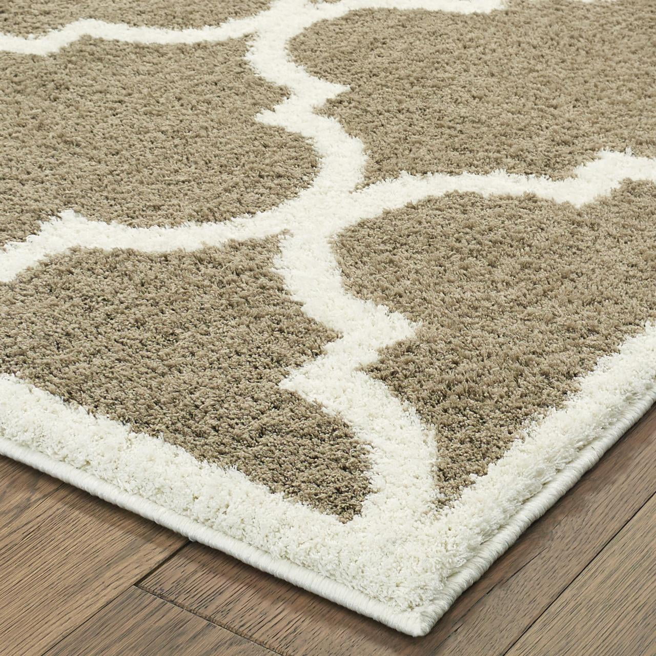 Otis Shag Geometric Area Rug, Taupe/ Ivory 1, 2' x 3'