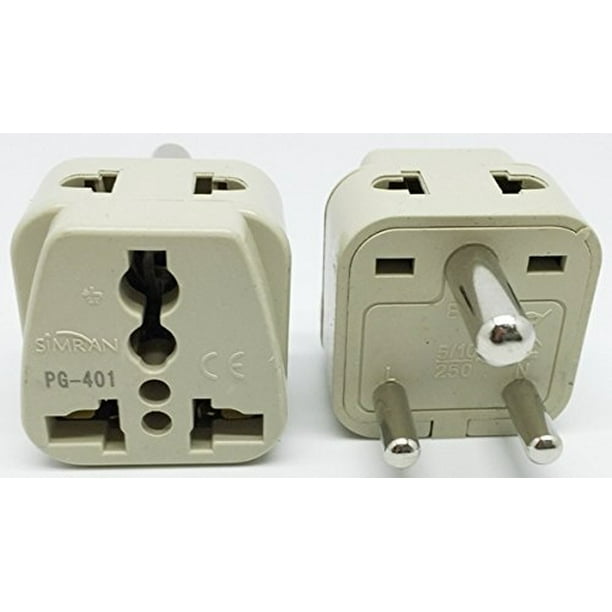 Simran 2-Outlet Universal USA to India Plug Adapter CE and RoHs ...