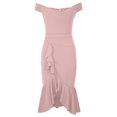 thumbnail image 4 of Moda mujer sólido manga corta fuera del hombro cóctel hendidura vestido blusa Tops Pompotops ghjkhdj18195, 4 of 7