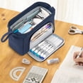 thumbnail image 7 of Rirool Large Capacity Pencil Case, Wide Opening Pencil Pouch with Clear Window, Zipper Pen Bag for School Supplies, Teen Girls Boys, Navy Blue, 7 of 7