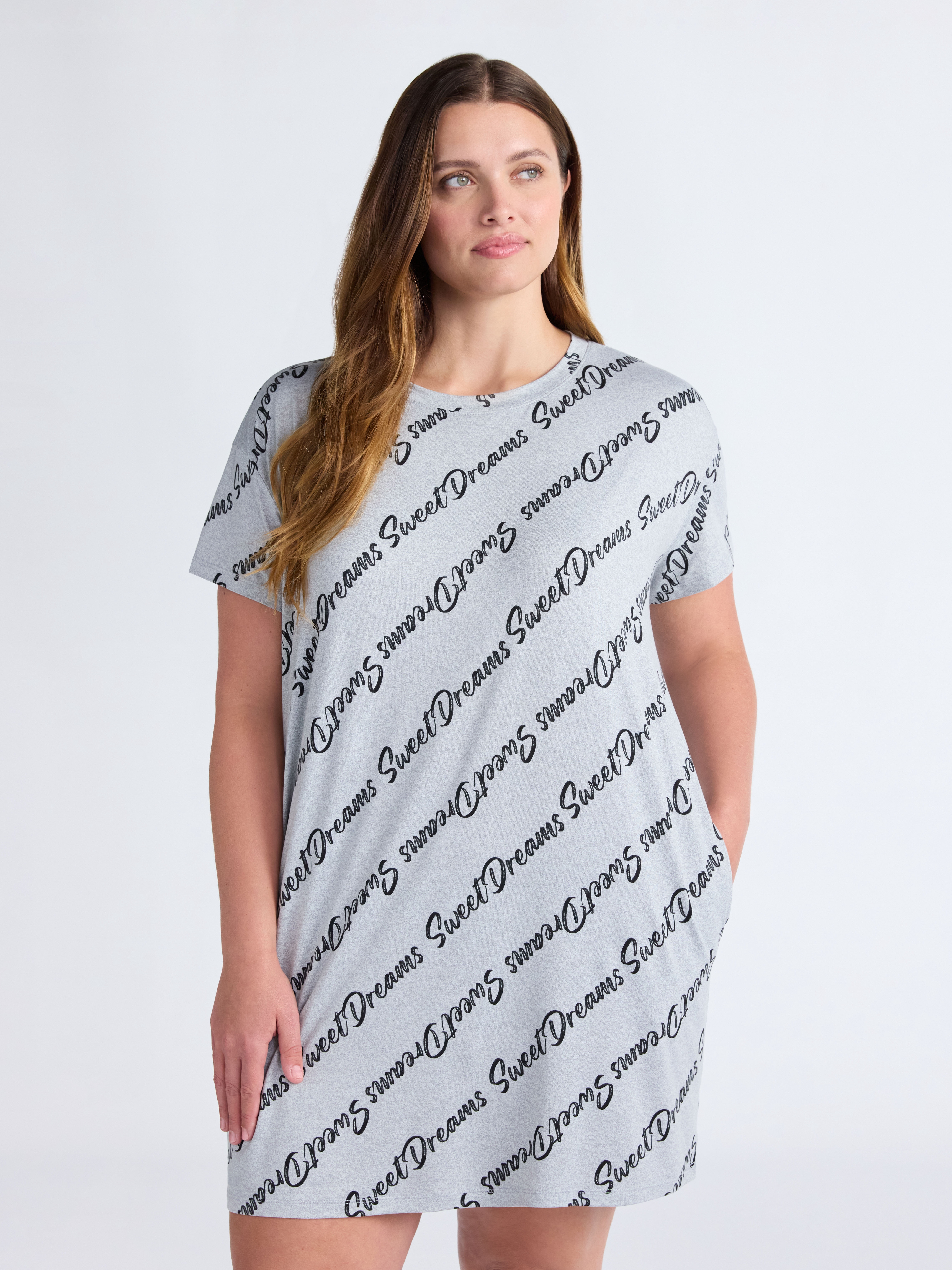 Joyspun Women's Dreamy Soft Collection Sleepshirt with Short Sleeves, Sizes S/M-2X/3X