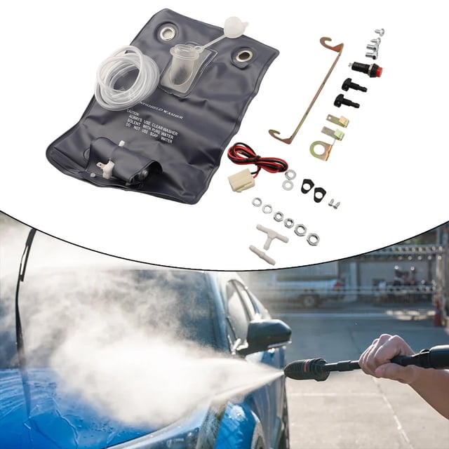 Classic Car Windshield Washer Pump Bag Kit Jet Button Hose 12V for Most Models