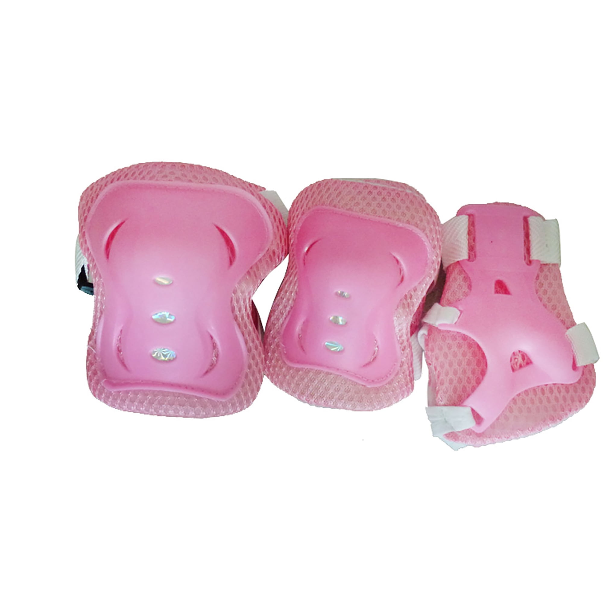 6-Pack Kids Cycling Roller Skating Plastic Wrist Elbow Knee Protector Pads Pink