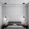 thumbnail image 2 of ADISUN Modern Led Pendant Lights Island Lights Fixture, Adjustable Chandeliers 24W Creative Round Lamp, Black, 2 of 7