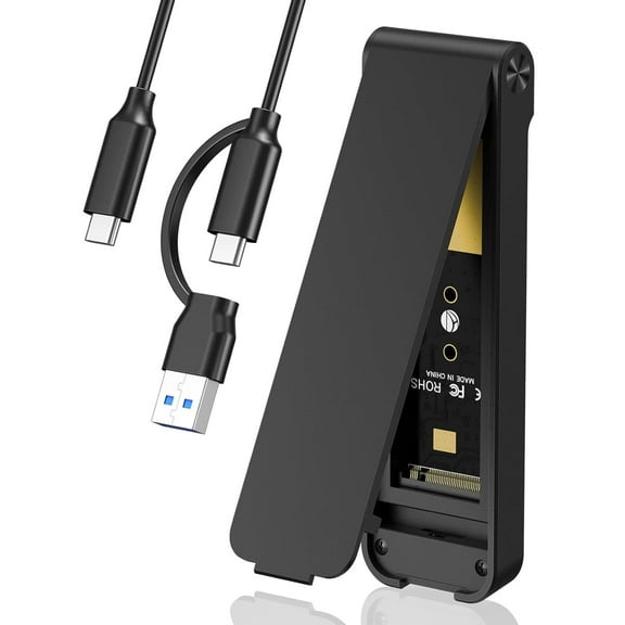 M.2 NVMe SSD Enclosure, M.2 NVMe to USB Adapter, USB 3.2 Gen 2 (10Gbps) SSD Reader for M & M B Key, Sandwich Style Design, Tool-Free Installation, Support UASP Trim for NVME SSDs 2230/2242/2260/2280
