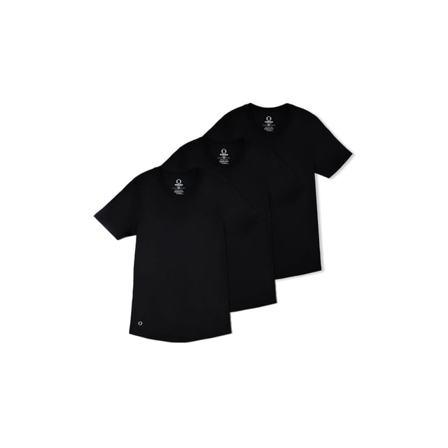 OTECKA T-Shirt à Col Rond en Coton Supima pour Homme Coupe Ajustée avec Évacuation de l'Humidité -3 Paquets