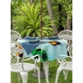 thumbnail image 3 of Outdoor Tablecloth with Umbrella Hole for Patio/Picnic/Party/Camping, Watercolor Football Waterproof Table Cloth Round Cover Washable, Modern Sporty Aesthetic Green (Dia 54"), 3 of 9