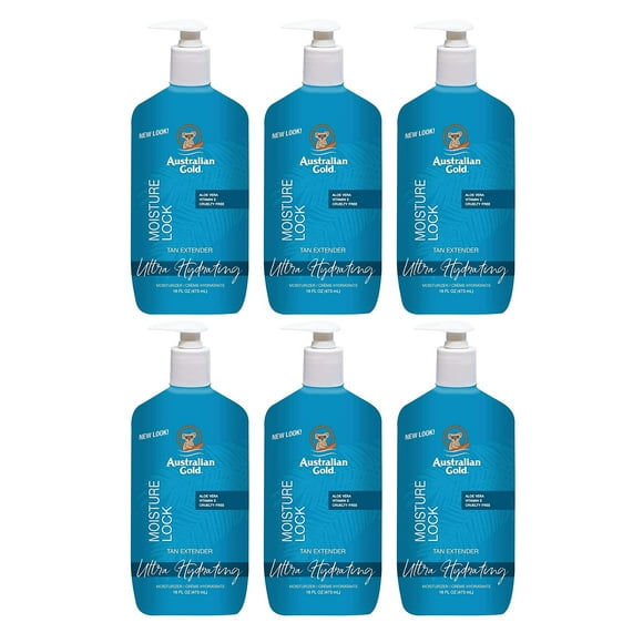 Australian Gold Moist Lock Tan Extender 16 Ounce Pump (473ml) (6 Pack)